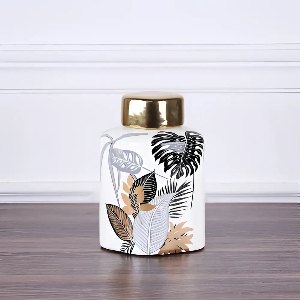 Yellow Floral Ceramic Jar