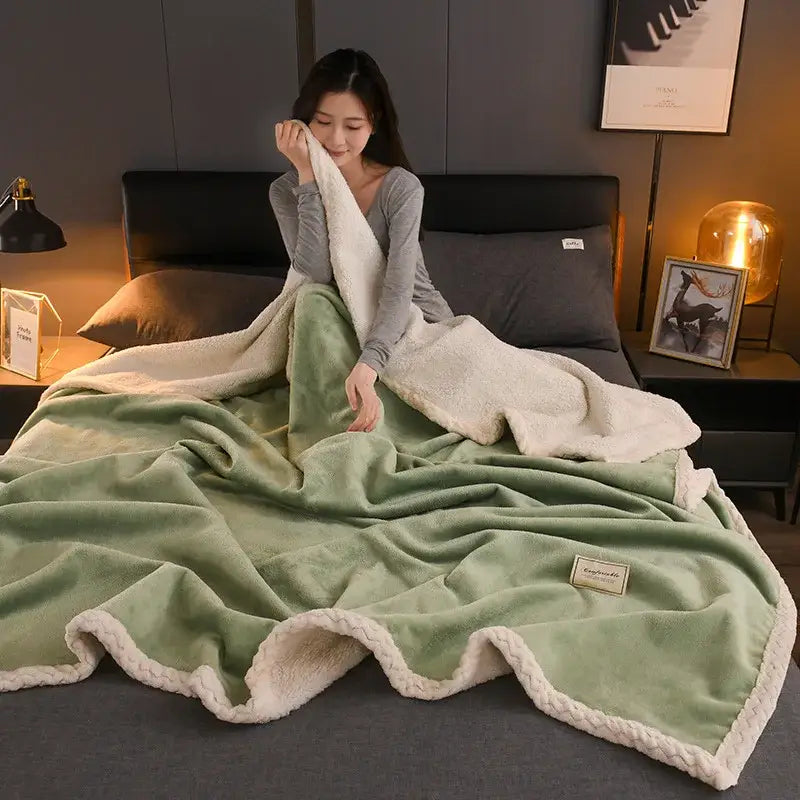Gray White Plush Blanket
