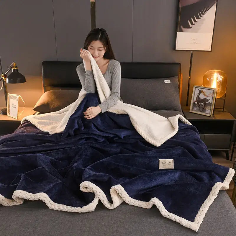 Gray White Plush Blanket