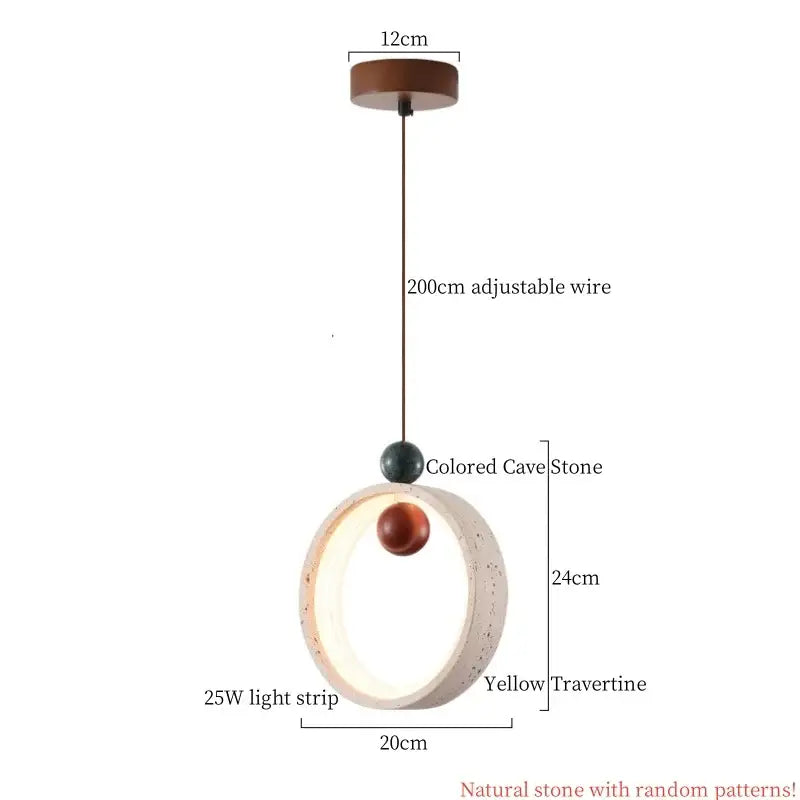 Cream Glass Wood Pendant
