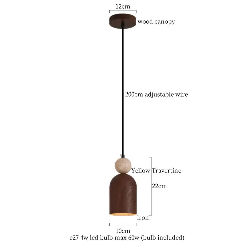 Cream Glass Wood Pendant