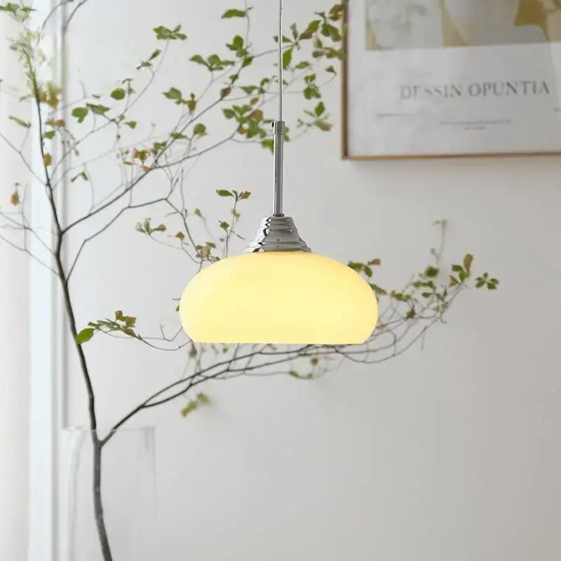 Cream Glass Oval Pendant