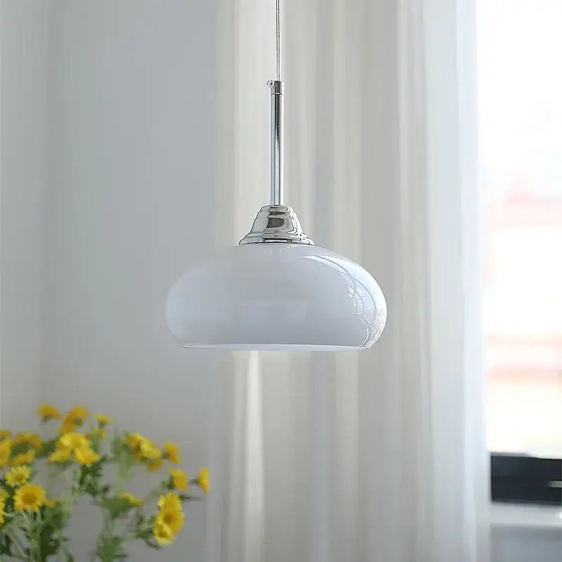 Cream Glass Oval Pendant