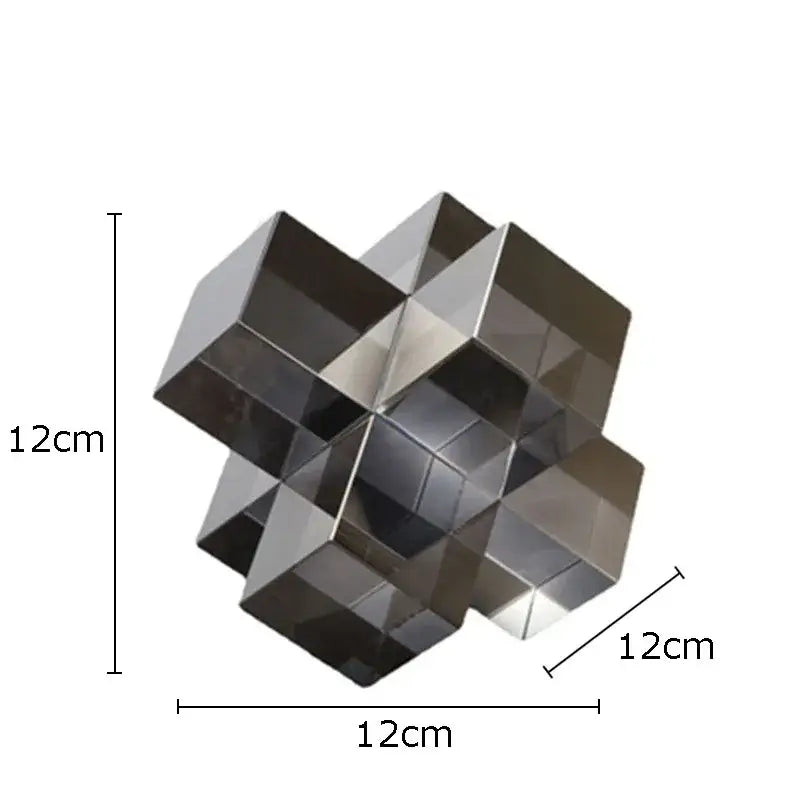 Black Geometric Glass Sculpture with Interlocking Design