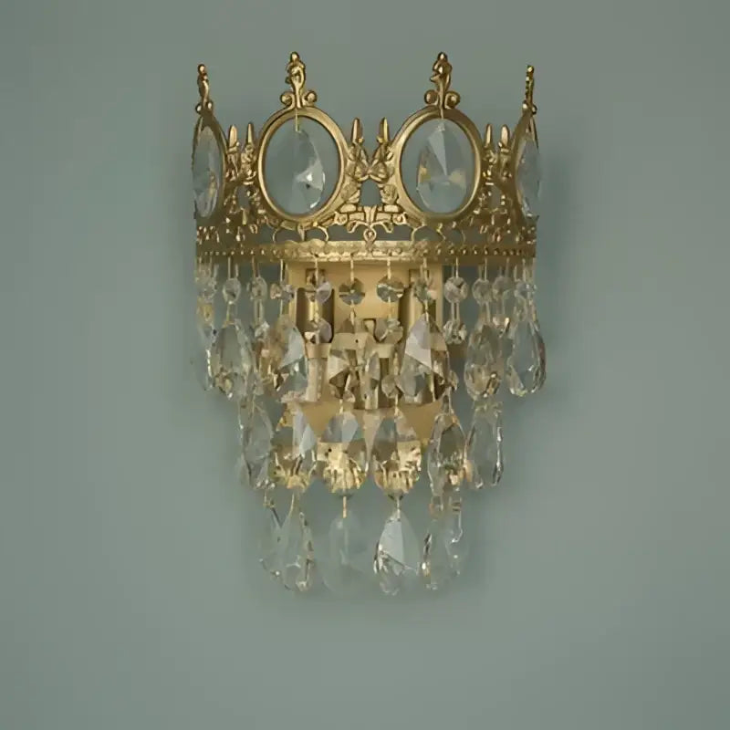 Gold Crystal Pendant Light with Crown-Shaped Design