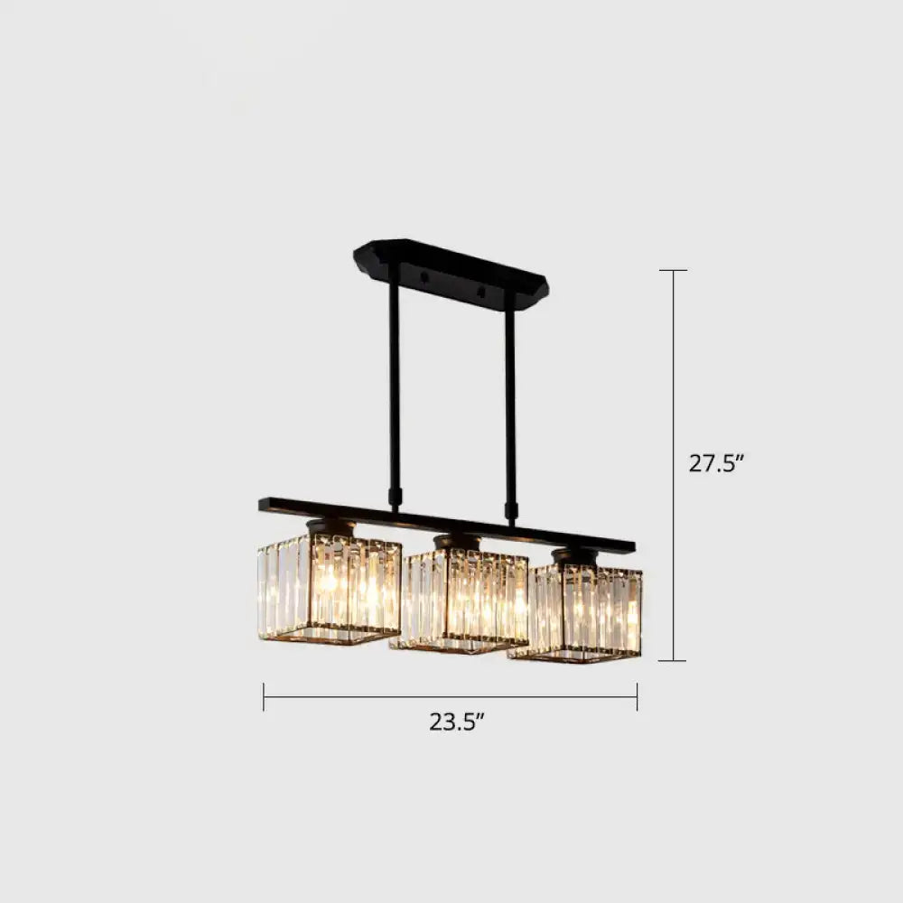 Black Crystal Square Shade Pendant Light