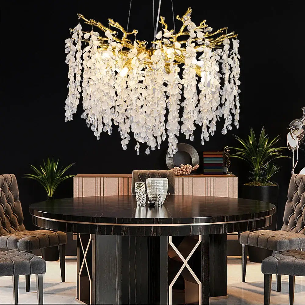 Silver Crystal Branch Pendant for Bedroom or Living Room