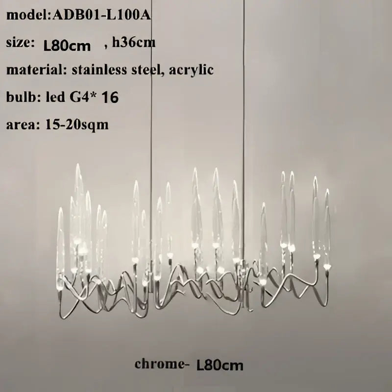 Gold Branch Chandelier with Acrylic Lampshade