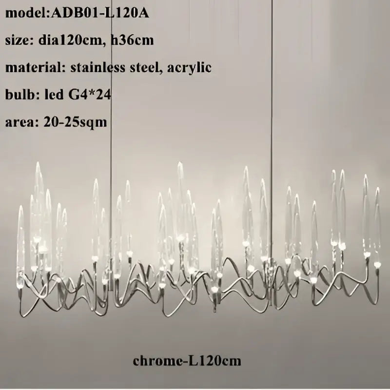 Gold Branch Chandelier with Acrylic Lampshade