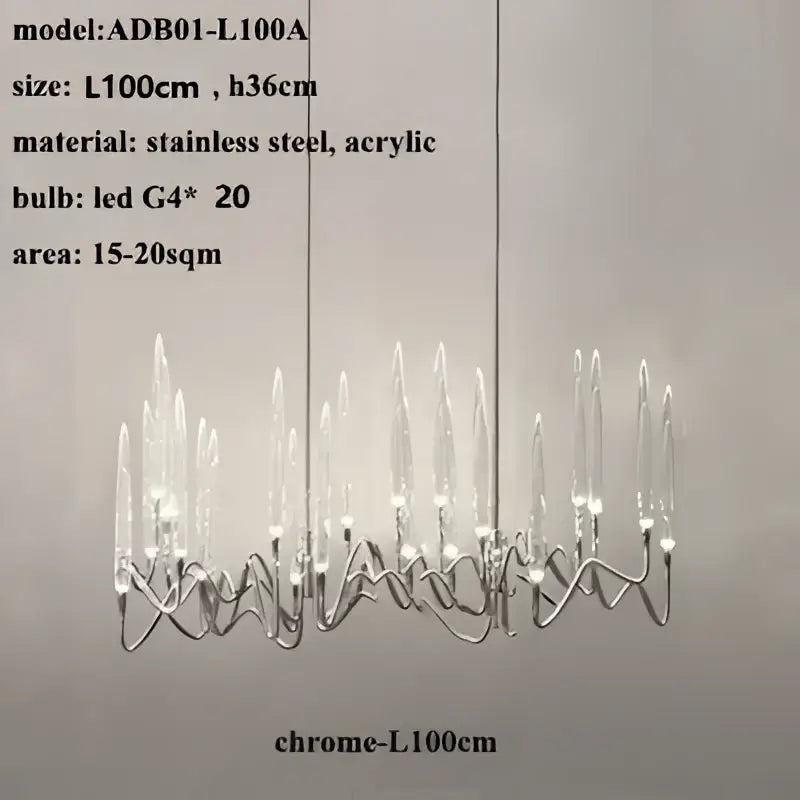 Gold Branch Chandelier with Acrylic Lampshade