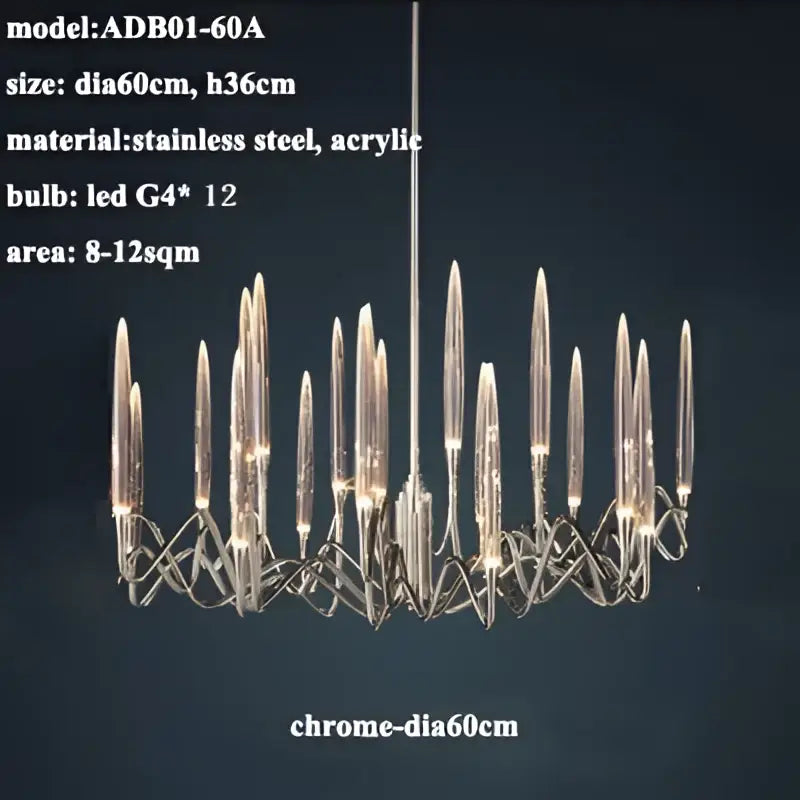 Gold Branch Chandelier with Acrylic Lampshade