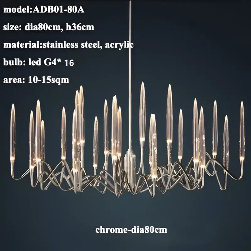 Gold Branch Chandelier with Acrylic Lampshade