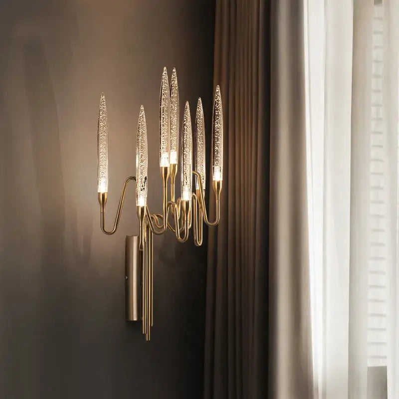 Gold Branch Chandelier with Acrylic Lampshade
