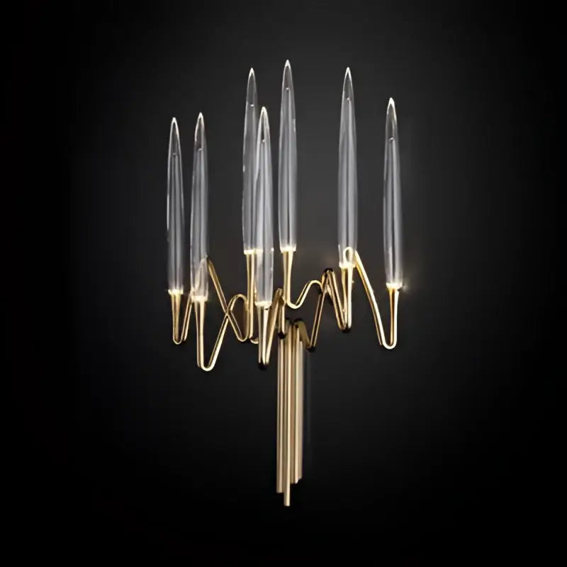 Gold Branch Chandelier with Acrylic Lampshade