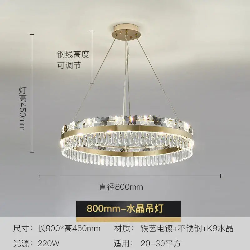 Gold Butterfly Chandelier with Layered Crystal Design
