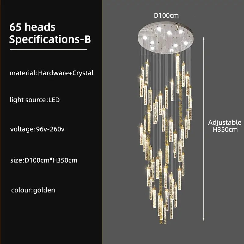 Gold Crystal Nordic Staircase Light