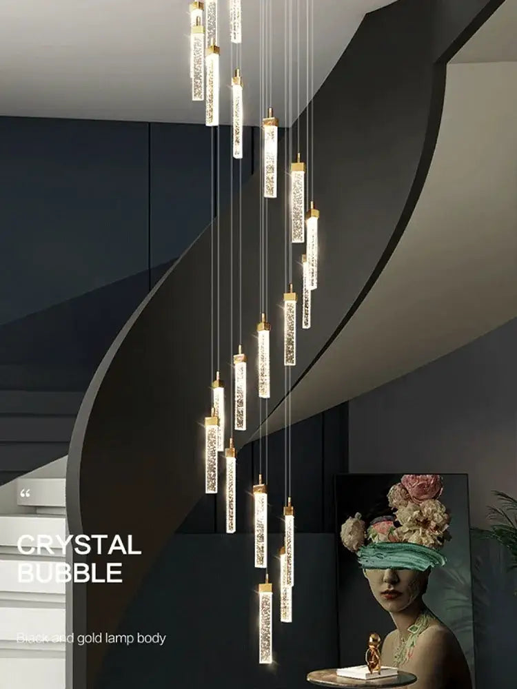 Gold Crystal Nordic Staircase Light
