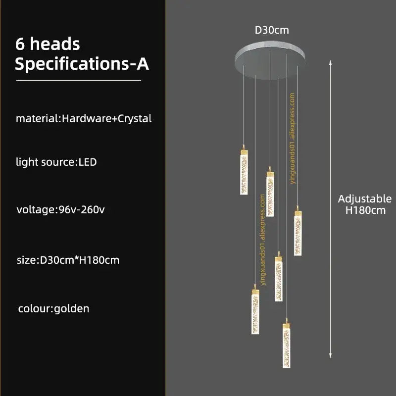 Gold Crystal Nordic Staircase Light