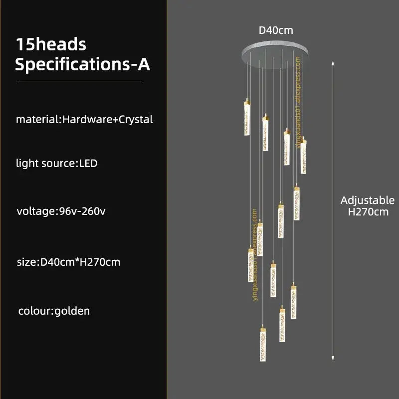 Gold Crystal Nordic Staircase Light