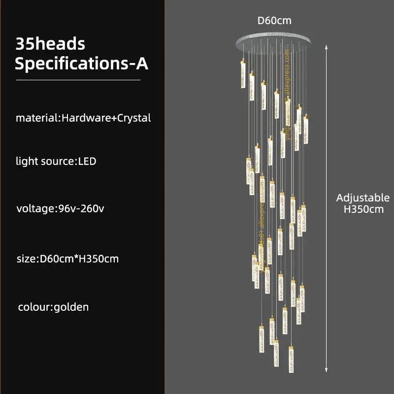 Gold Crystal Nordic Staircase Light