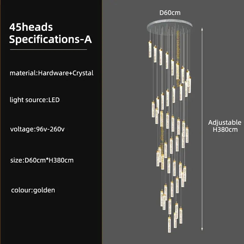 Gold Crystal Nordic Staircase Light