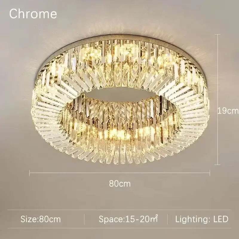 Gold Crystal Glass Bedroom Ceiling Lamp