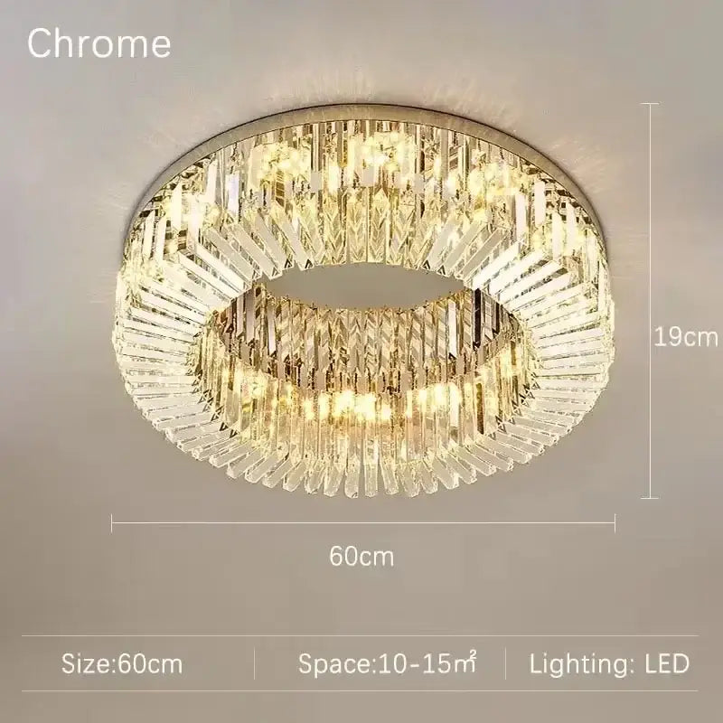 Gold Crystal Glass Bedroom Ceiling Lamp