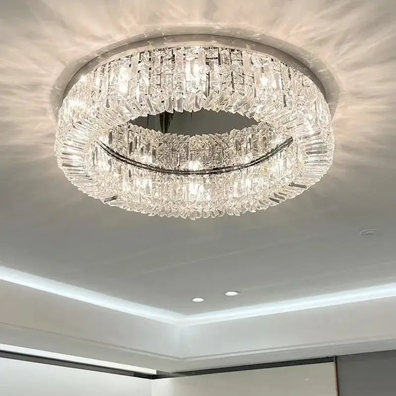 Gold Crystal Glass Bedroom Ceiling Lamp