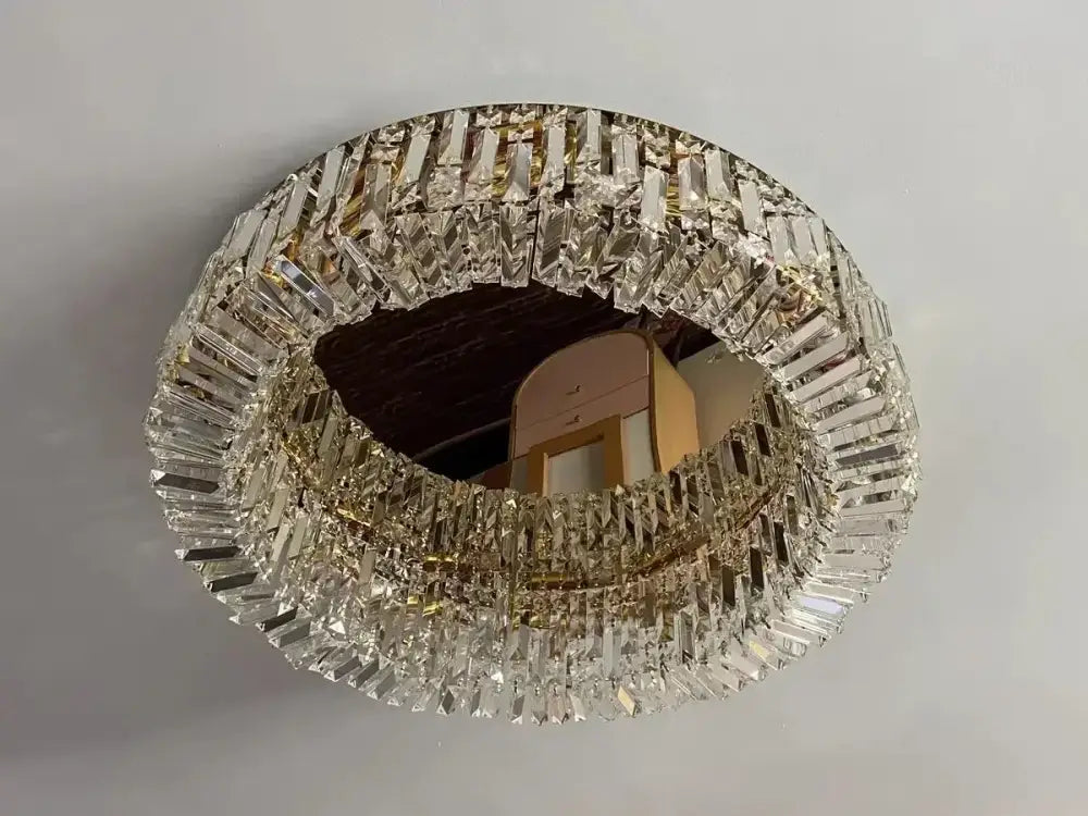 Gold Crystal Glass Bedroom Ceiling Lamp