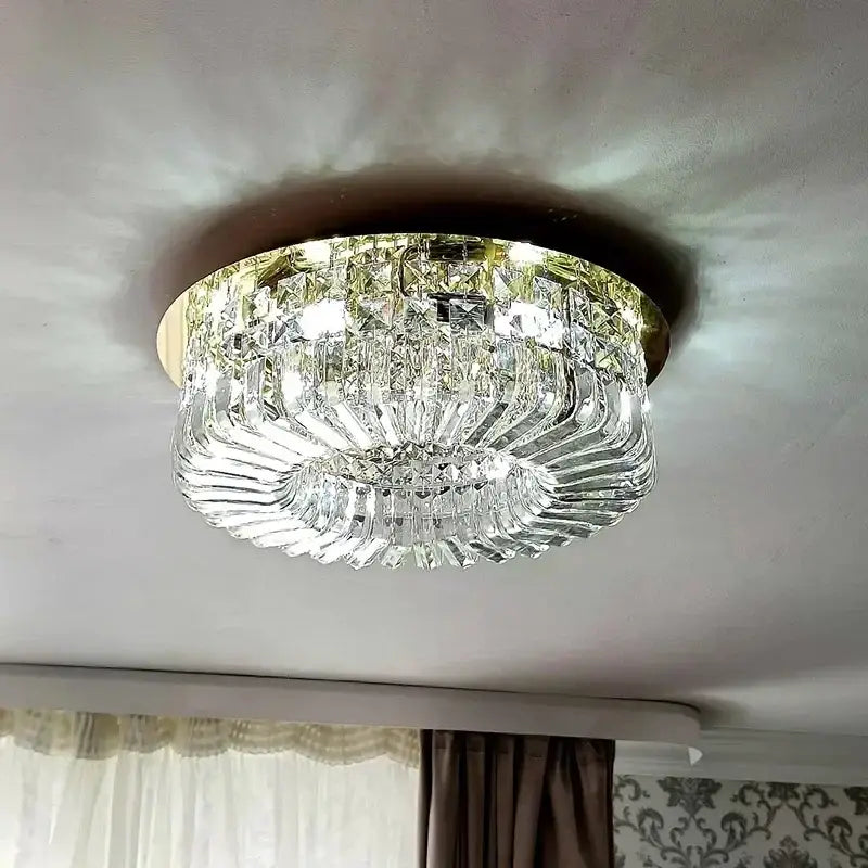 Gold Crystal Glass Bedroom Ceiling Lamp