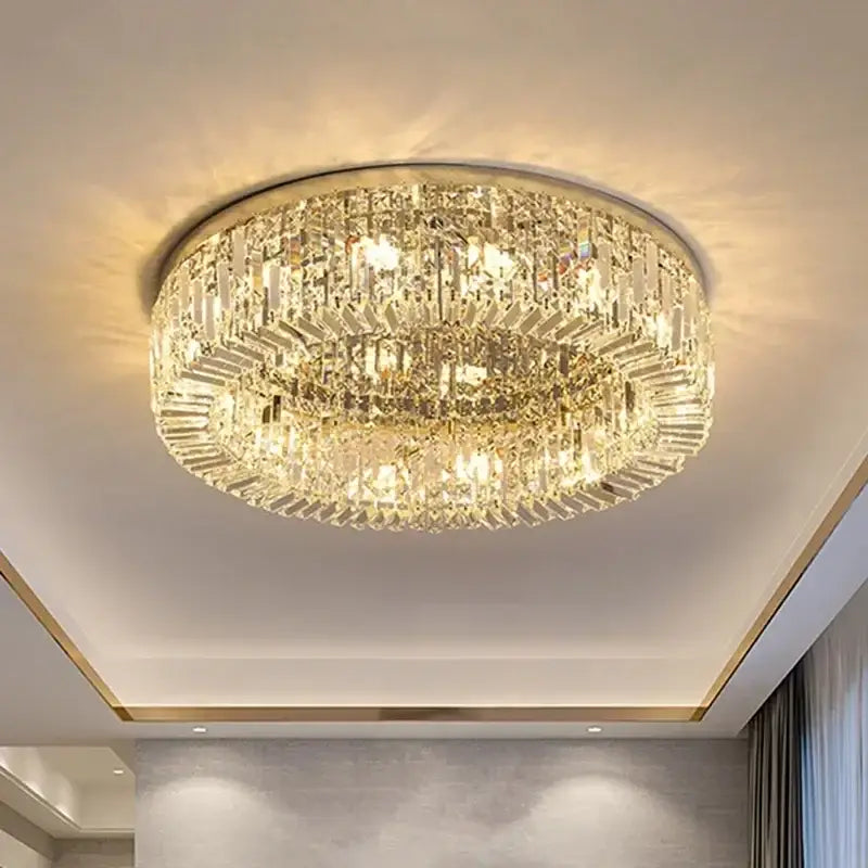 Gold Crystal Glass Bedroom Ceiling Lamp