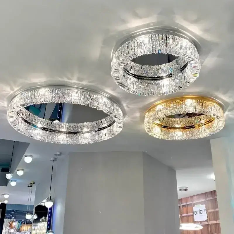 Gold Crystal Glass Bedroom Ceiling Lamp