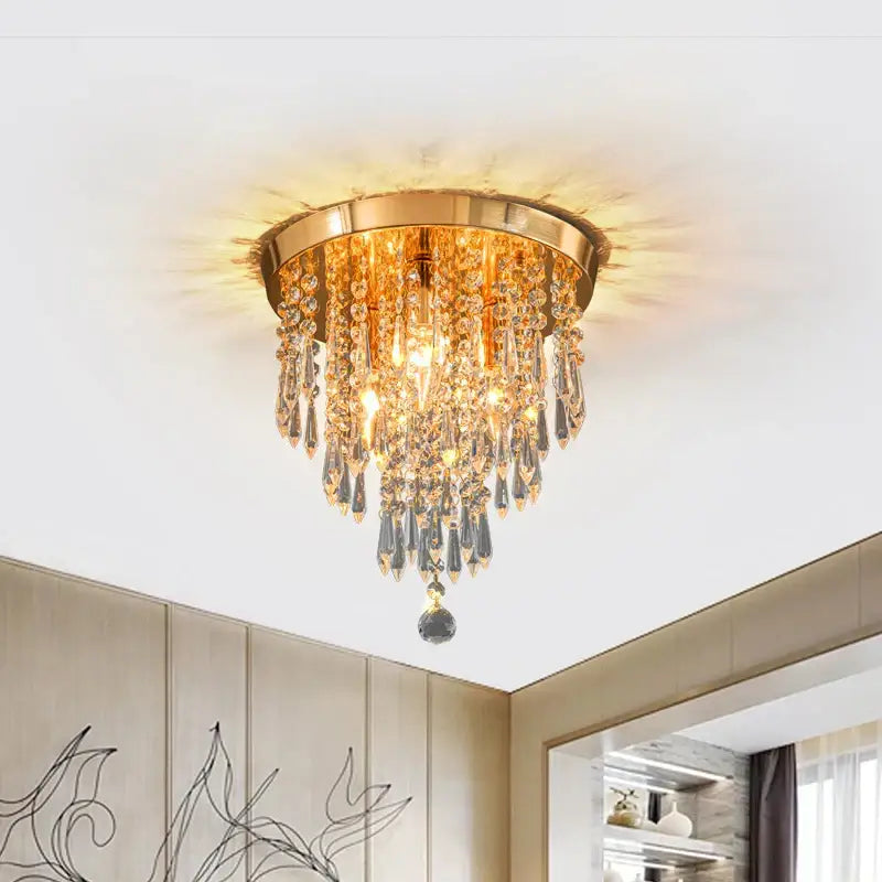 Gold Crystal Teardrop 30cm Ceiling Light