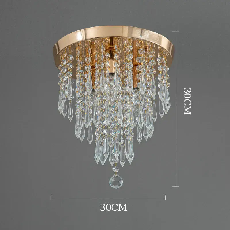 Gold Crystal Teardrop 30cm Ceiling Light