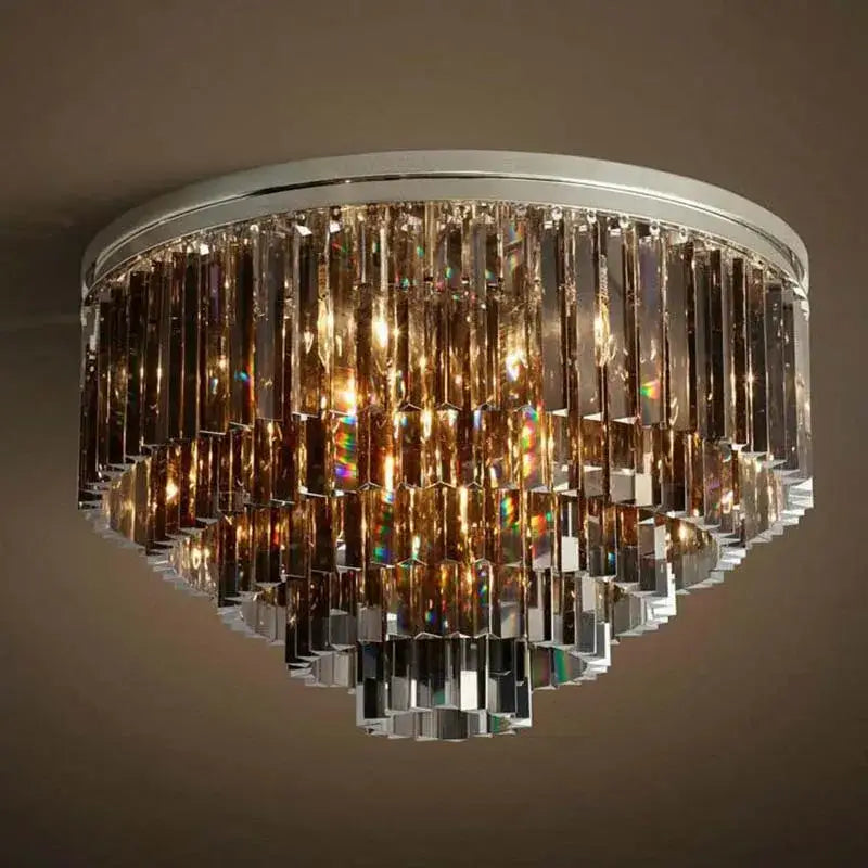 Chrome Crystal Tiered 95cm Ceiling Light