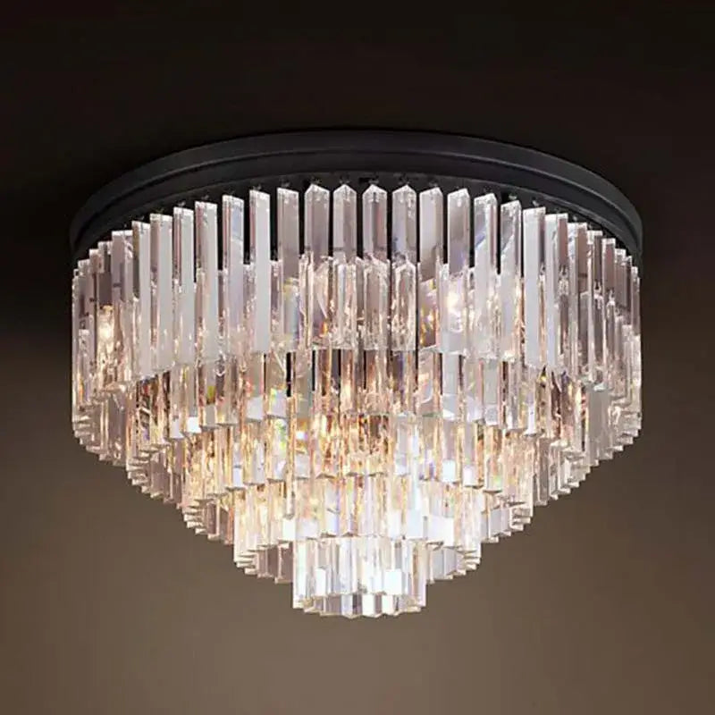 Chrome Crystal Tiered 95cm Ceiling Light