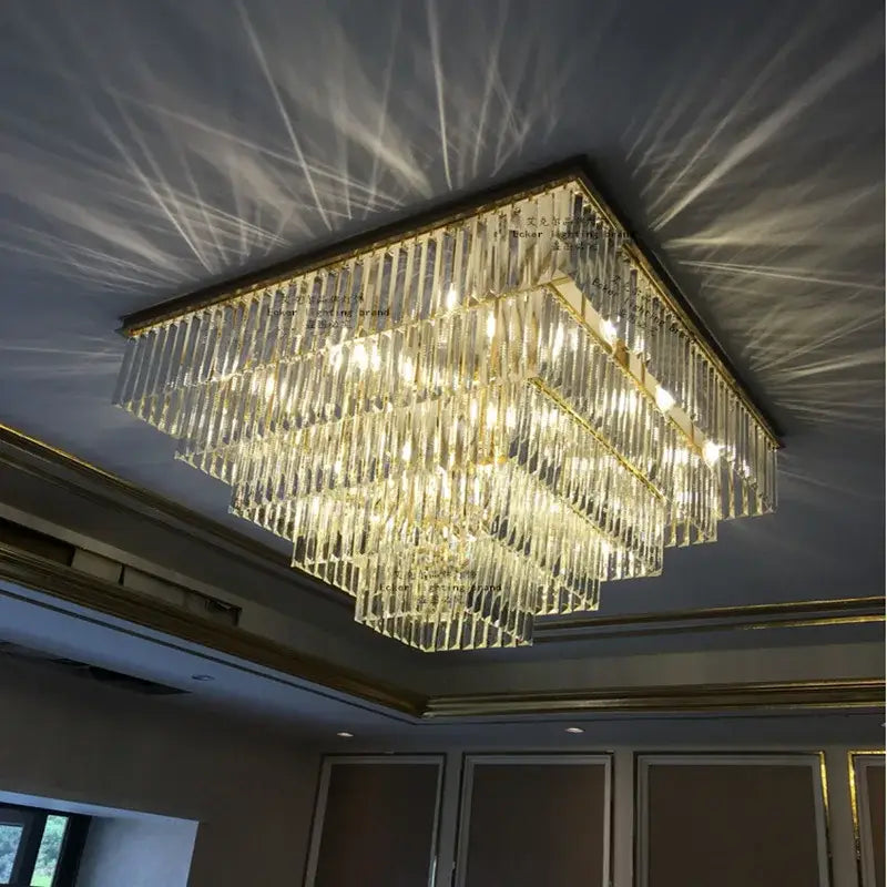 Black Crystal Chrome-Body 95cm Ceiling Chandelier