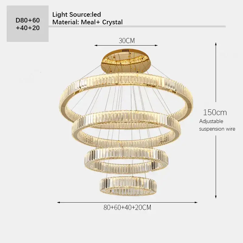 Crystal Double Ring 120cm Chandelier