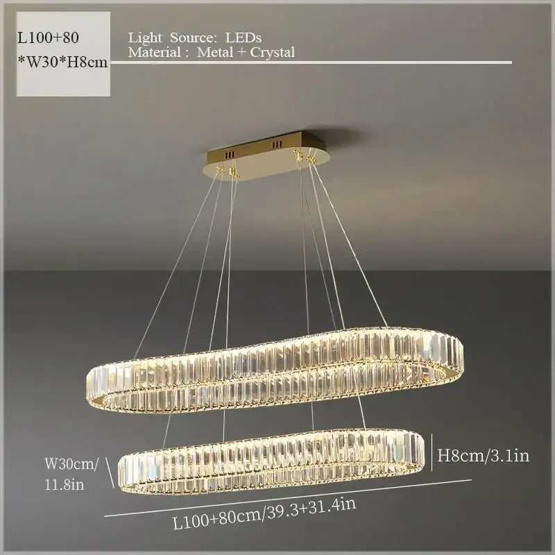 Crystal Double Ring 120cm Chandelier