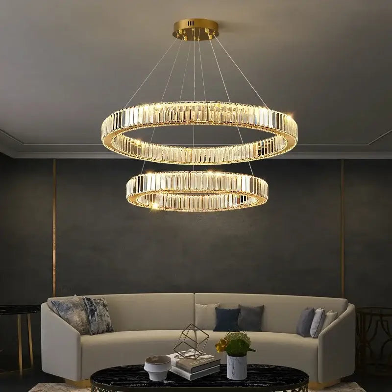 Crystal Double Ring 120cm Chandelier