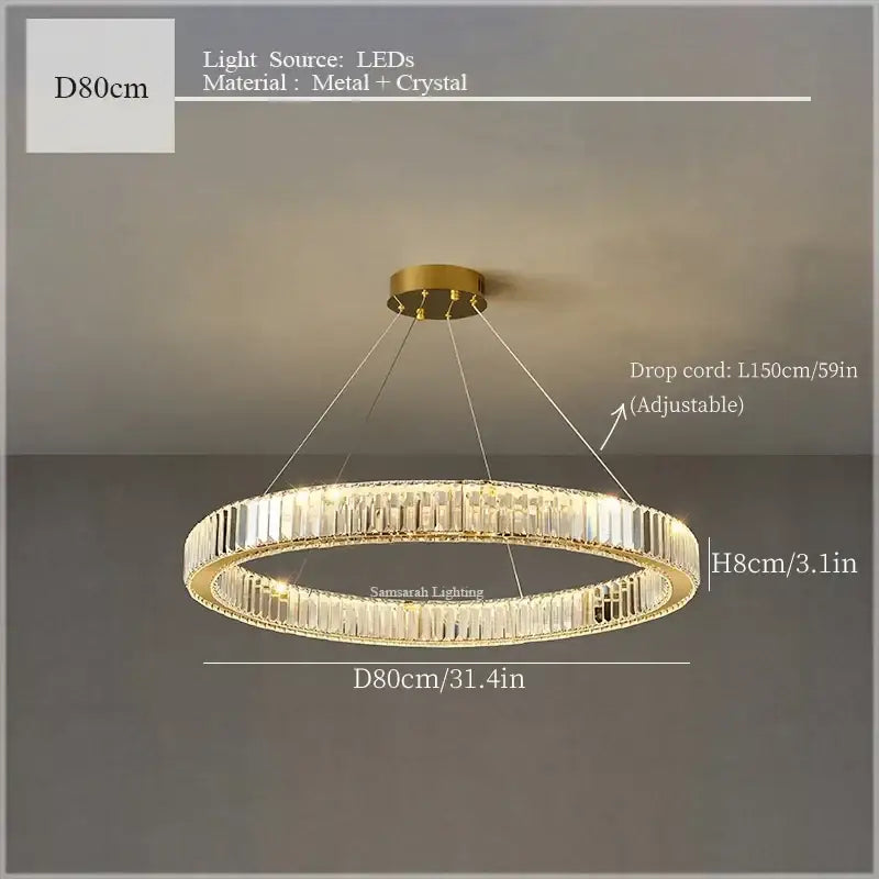 Crystal Double Ring 120cm Chandelier