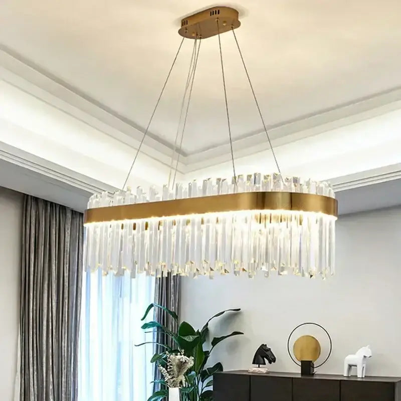 Gold Crystal Polished-Chrome 120cm Dining Chandelier