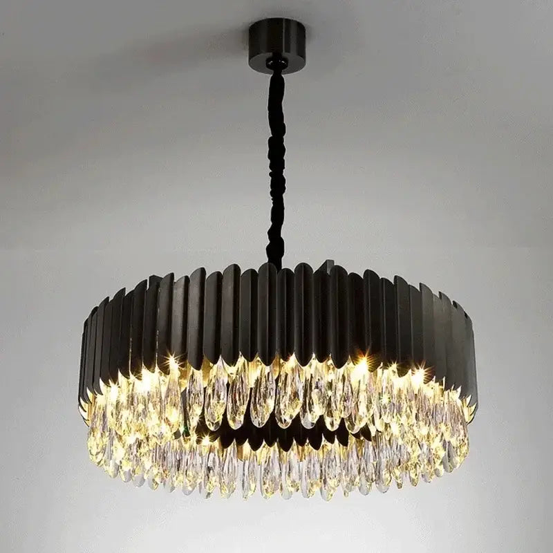 Gold Crystal Pendant Light Oval 75cm Design