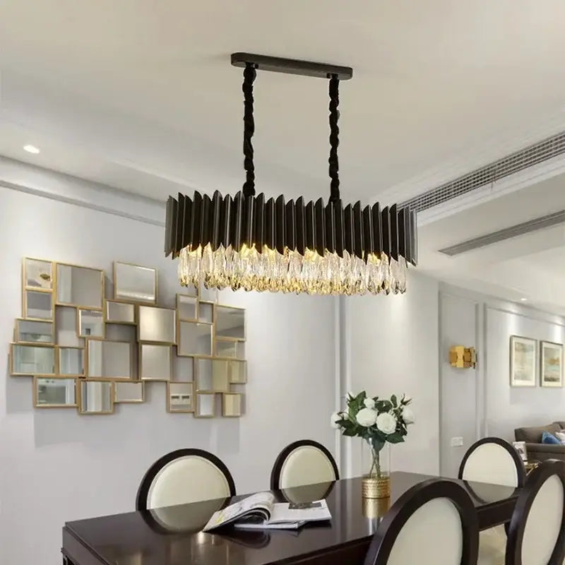 Gold Crystal Pendant Light Oval 75cm Design