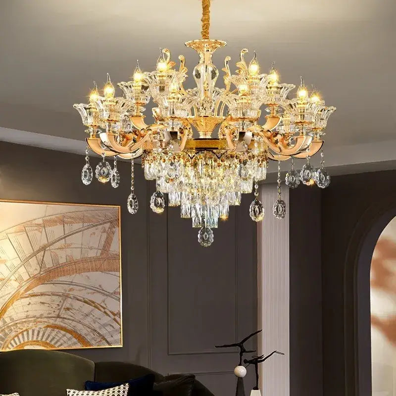 Gold Crystal 50-Head Chandelier Light
