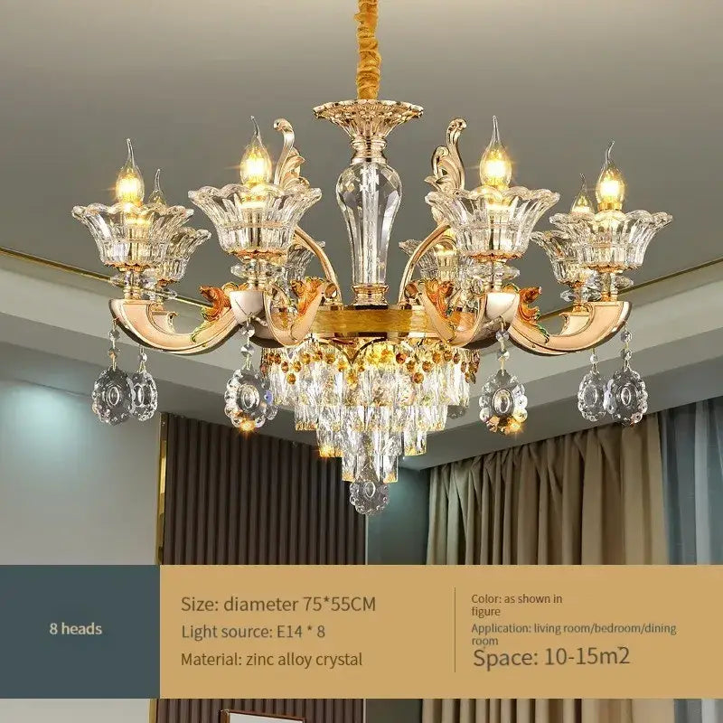 Gold Crystal 50-Head Chandelier Light