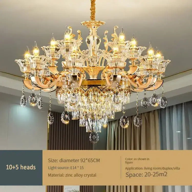 Gold Crystal 50-Head Chandelier Light