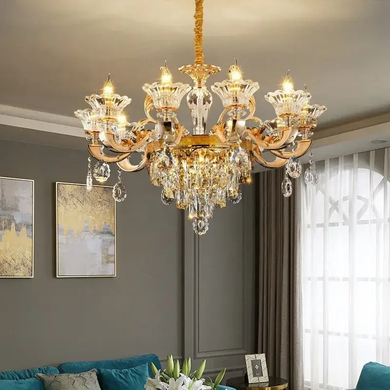Gold Crystal 50-Head Chandelier Light