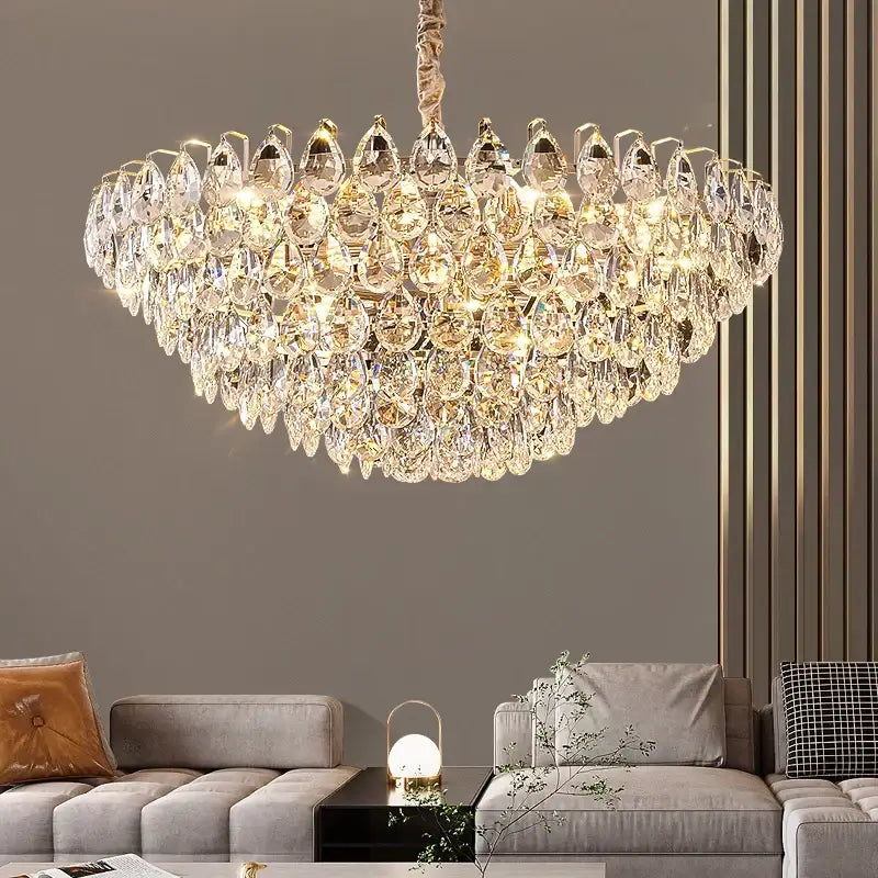 Gold Teardrop Crystal 82cm Chandelier