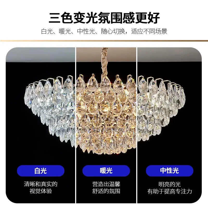 Gold Teardrop Crystal 82cm Chandelier